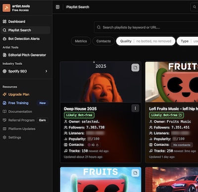 Plataforma para analizar playlists de Spotify y contactar con curadores