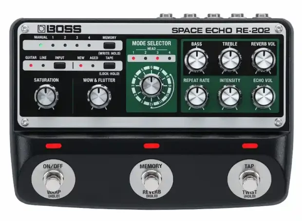 Boss space echo re202 pedal de delay emulación cinta