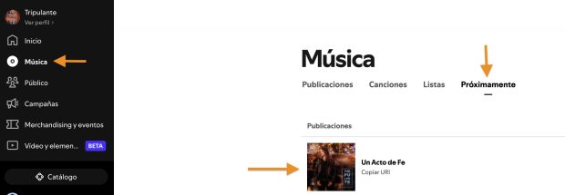 Solicitud de PItch en Spotify for Artists